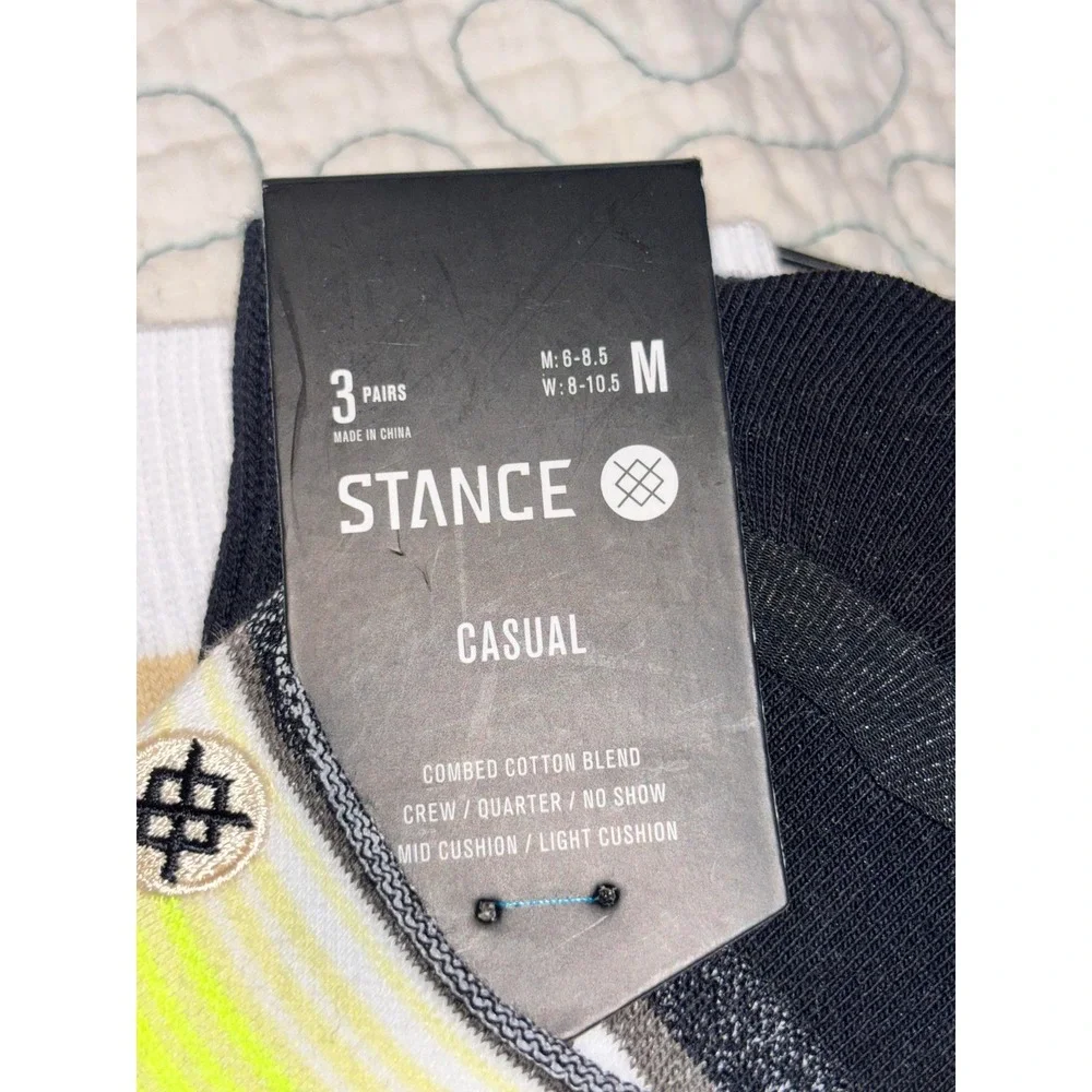 Stance Icon Series 3 Pack Mens Medium Crew No Show Quarter Socks